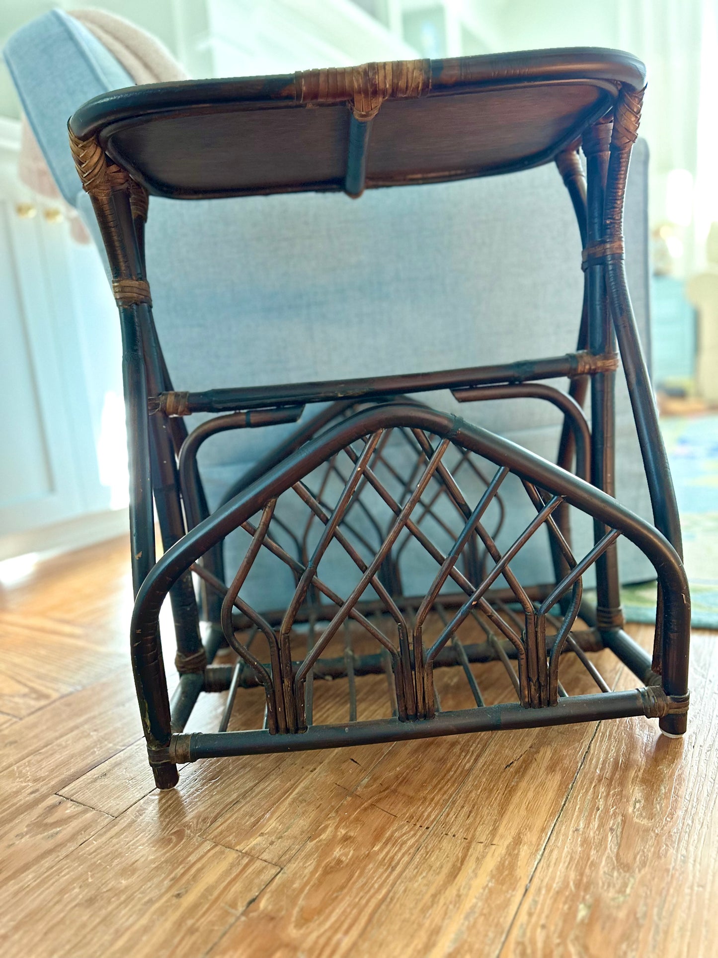 Bamboo & Rattan Magazine Rack Table