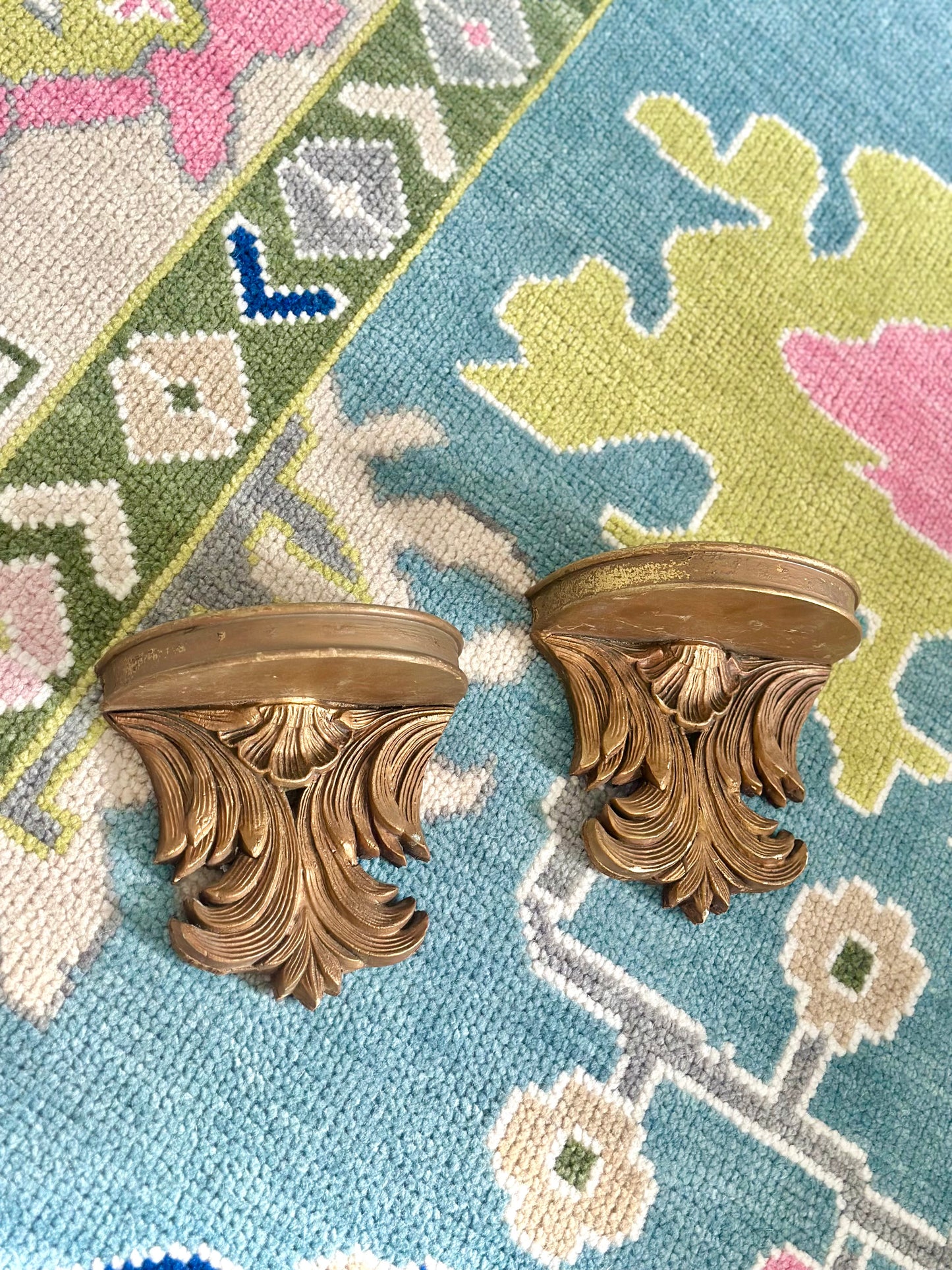 Ornate Gold Shelf Pair