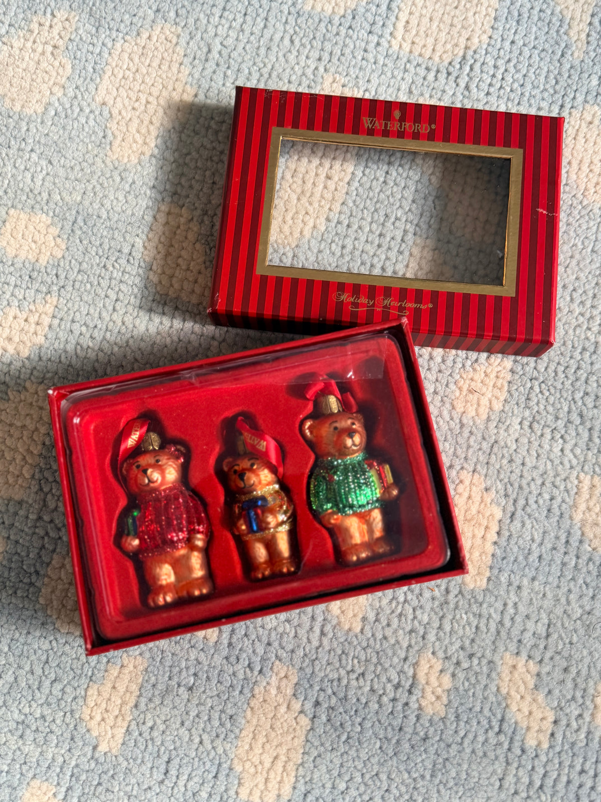 Waterford Holiday Heirloom Teddy Bear Ornament Set