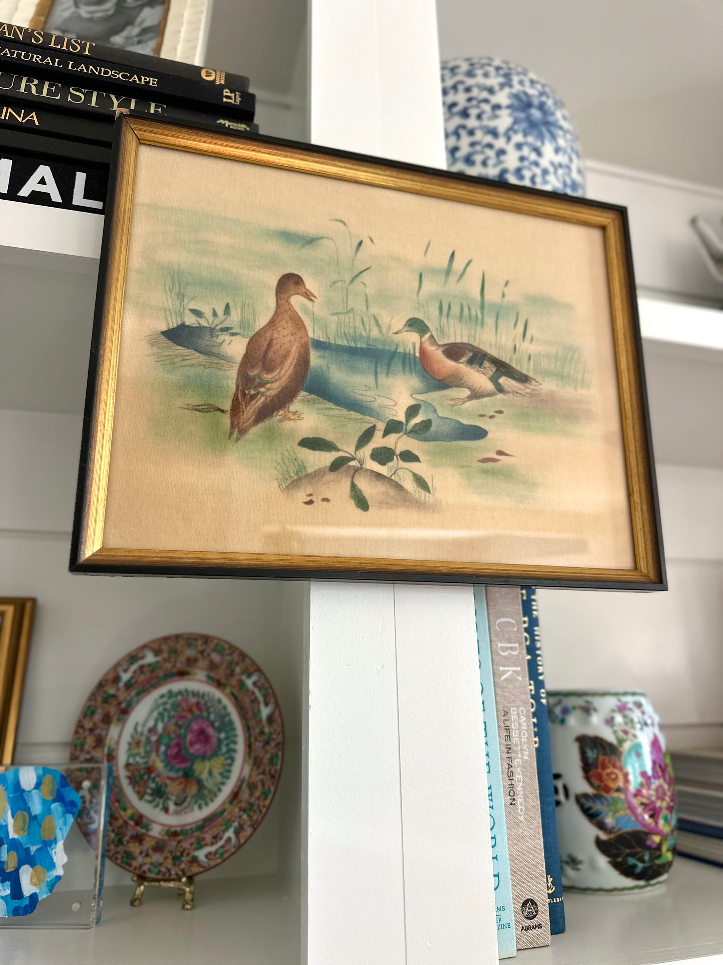 vintage duck art on velvet