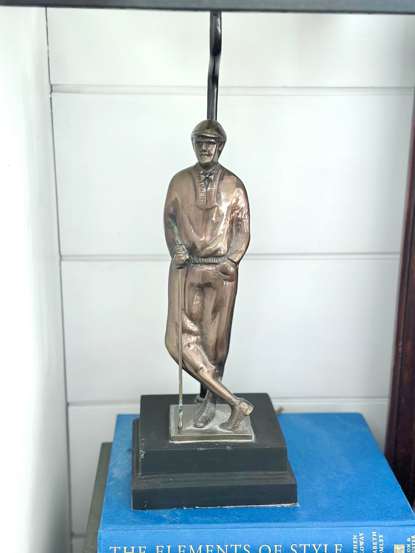 Brass Golfer Figurine Lamp Pair