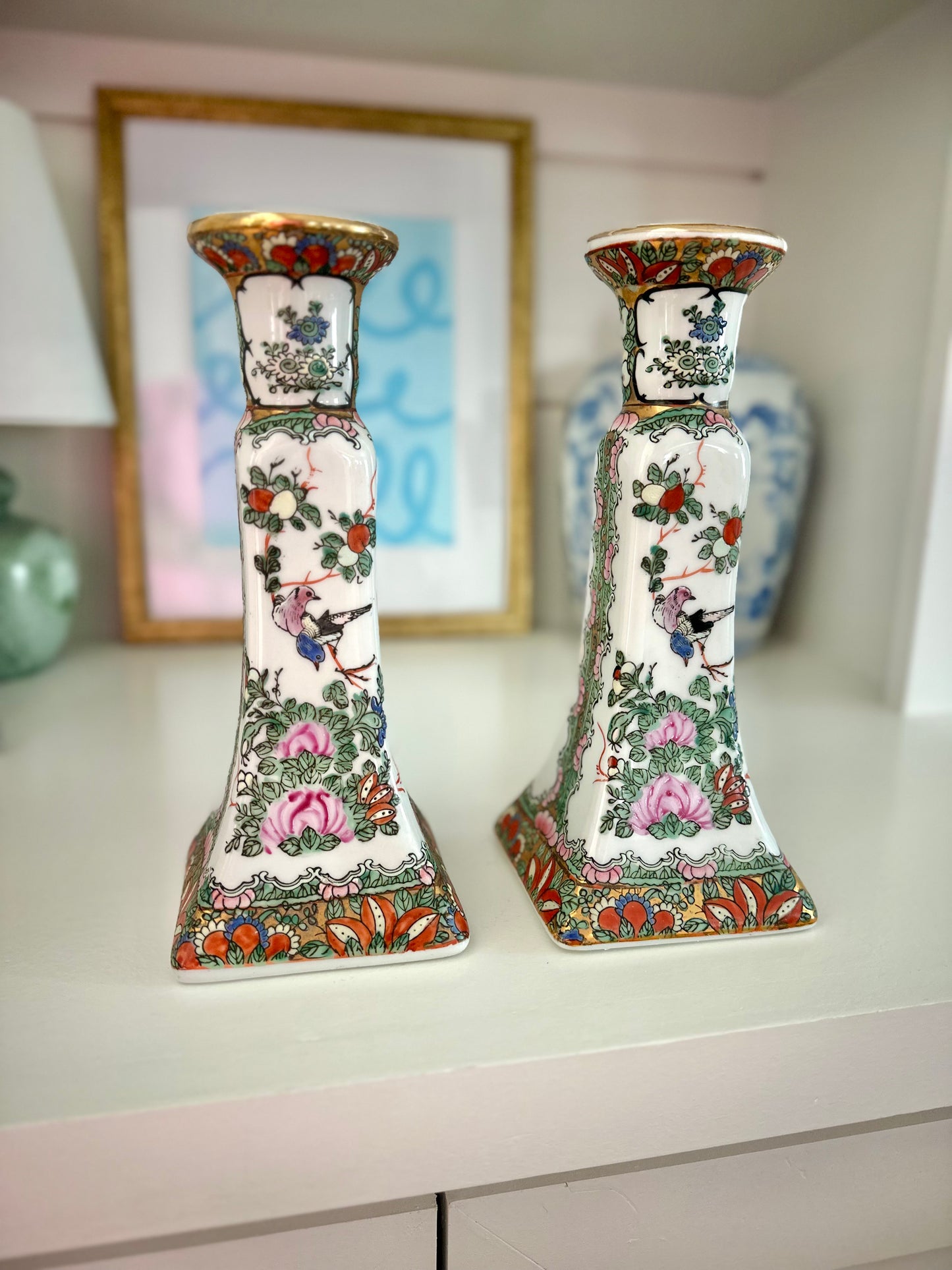 Andrea by Sadek Rose Canton Candlesticks