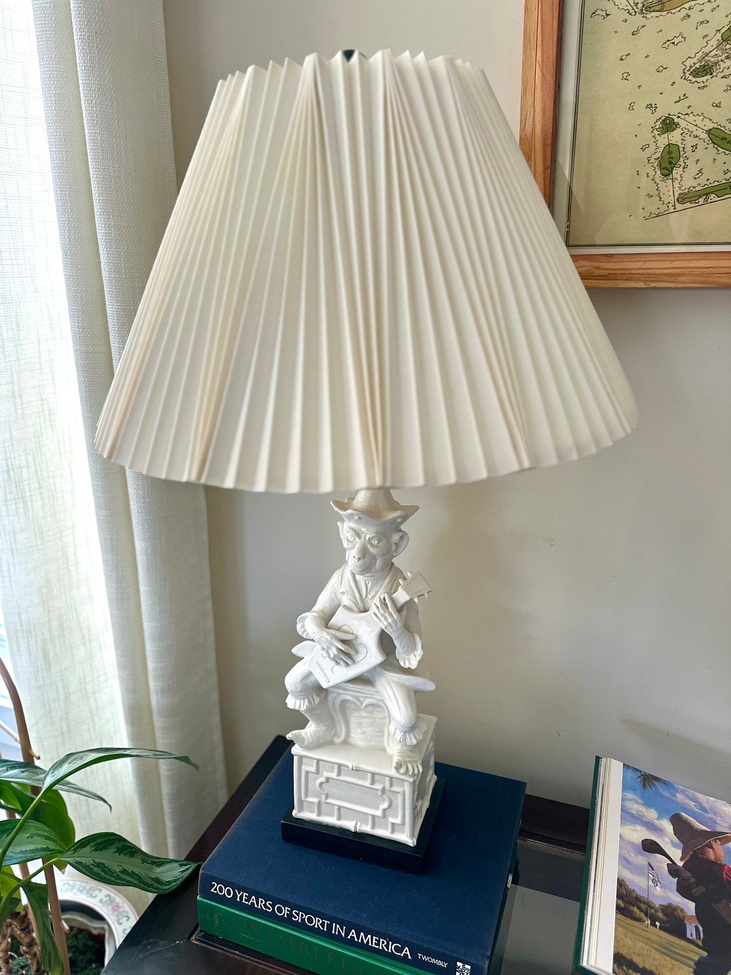 Blanc de Chine chinoiserie monkey lamp