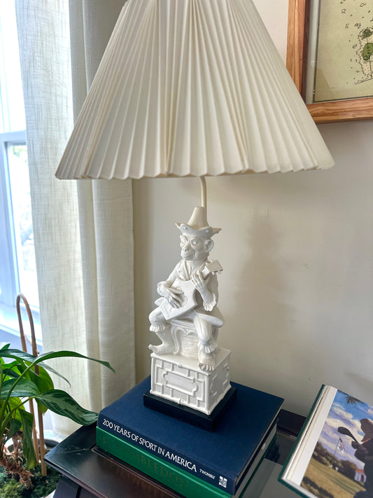 Blanc de Chine chinoiserie monkey lamp