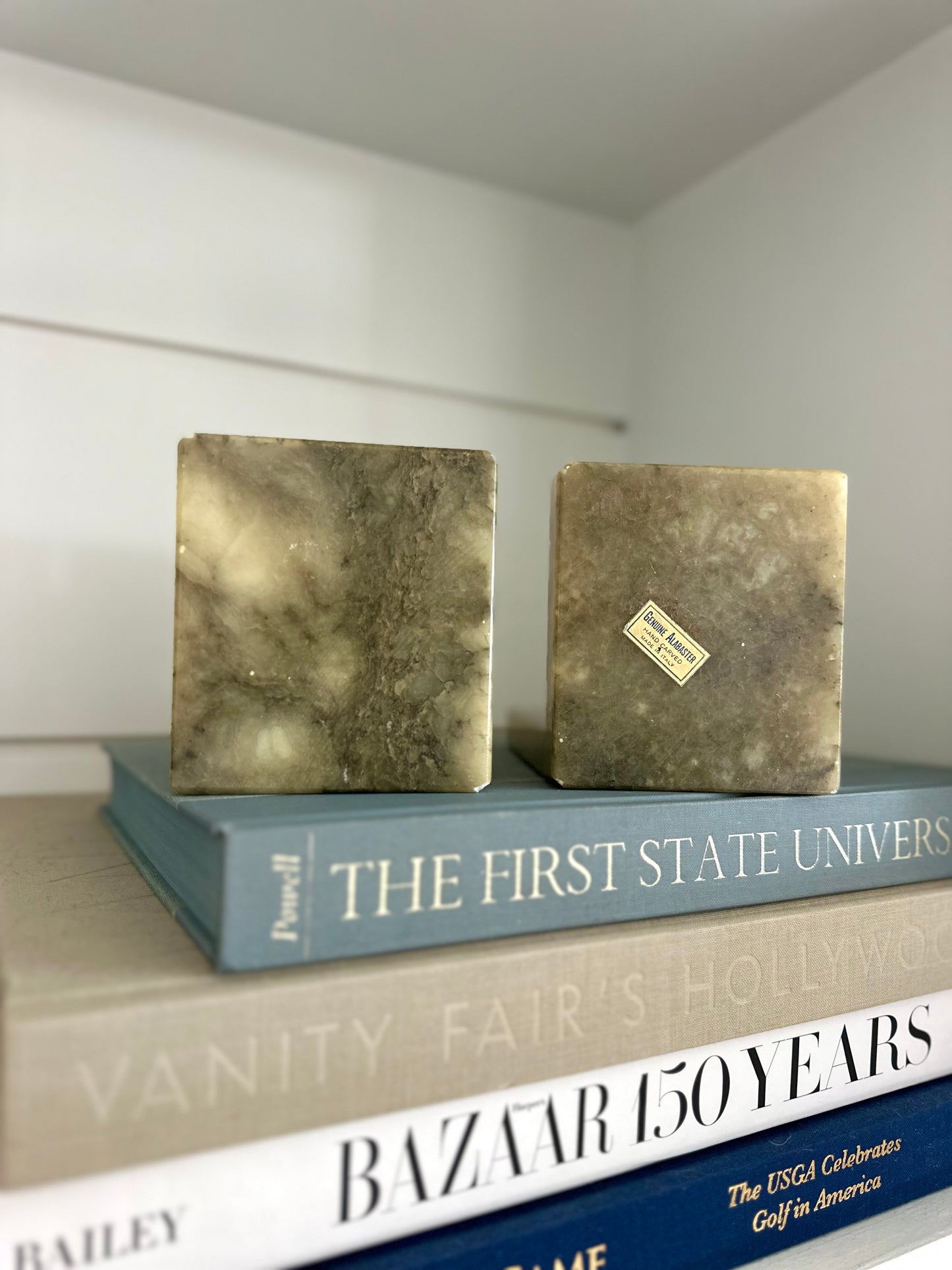 genuine italian alabaster golf ball bookends