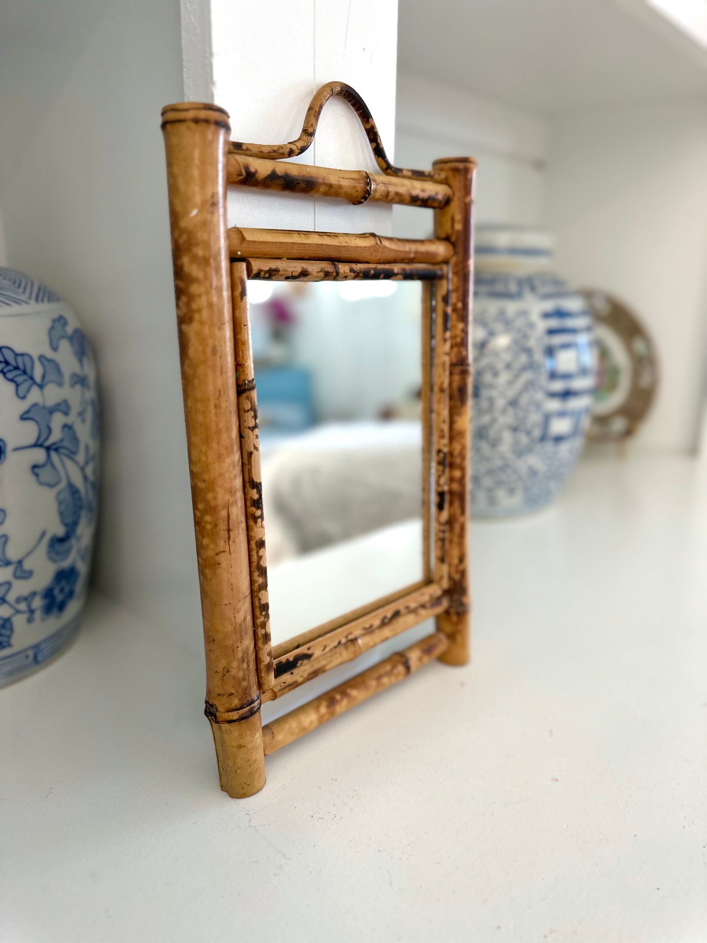 Burnt bamboo mirror