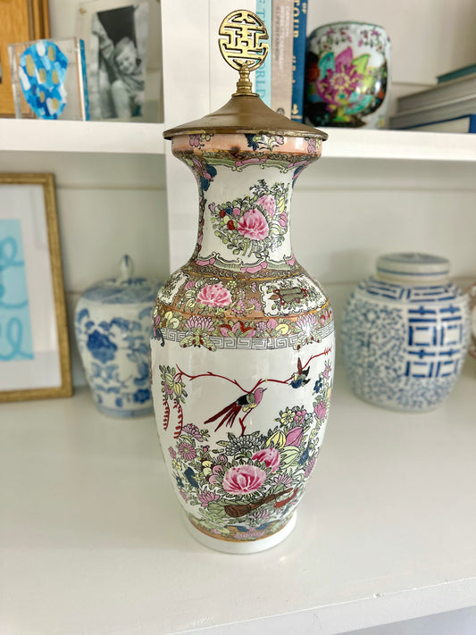 Rose Canton Vase w/ Lid