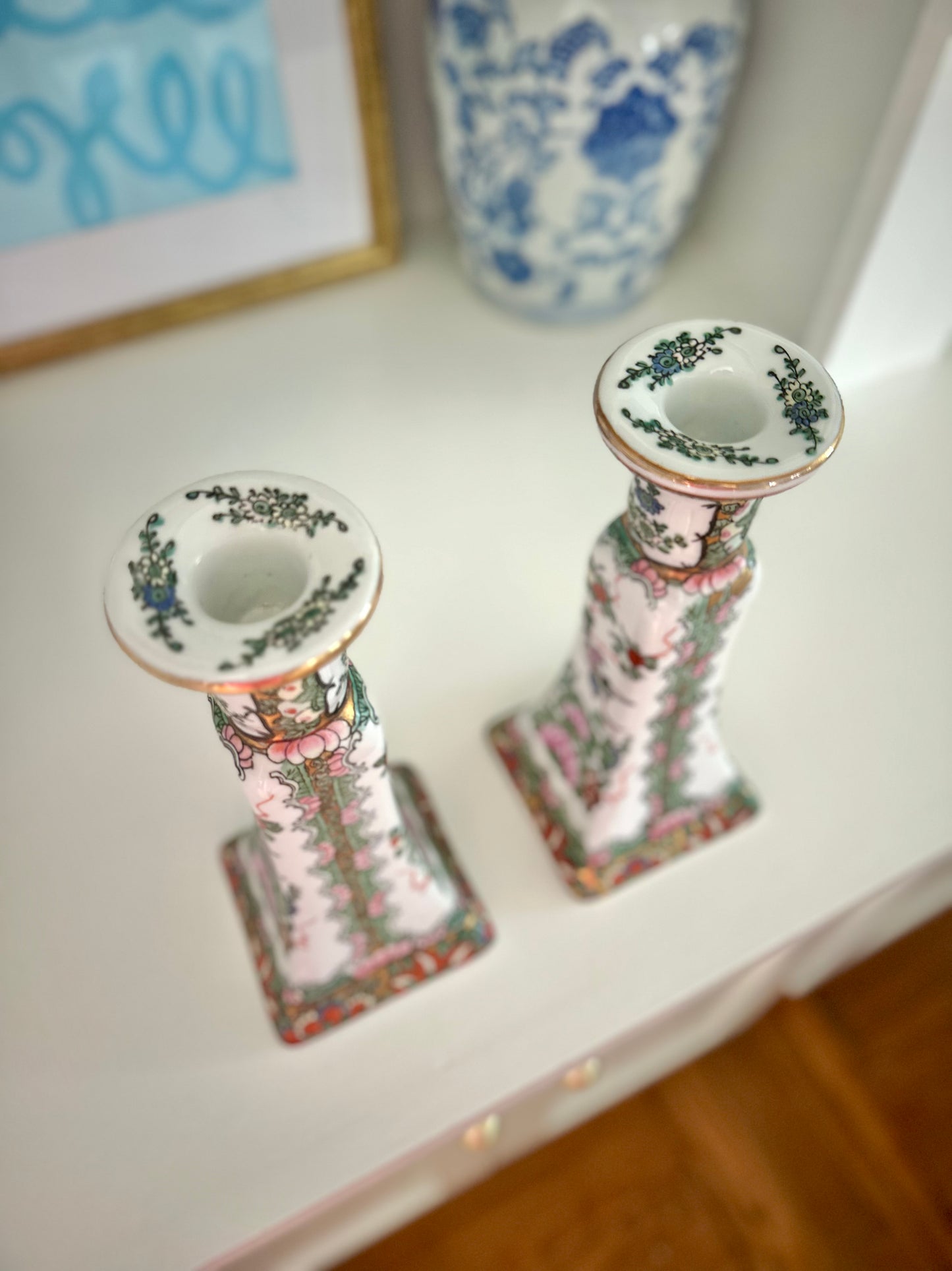 Andrea by Sadek Rose Canton Candlesticks