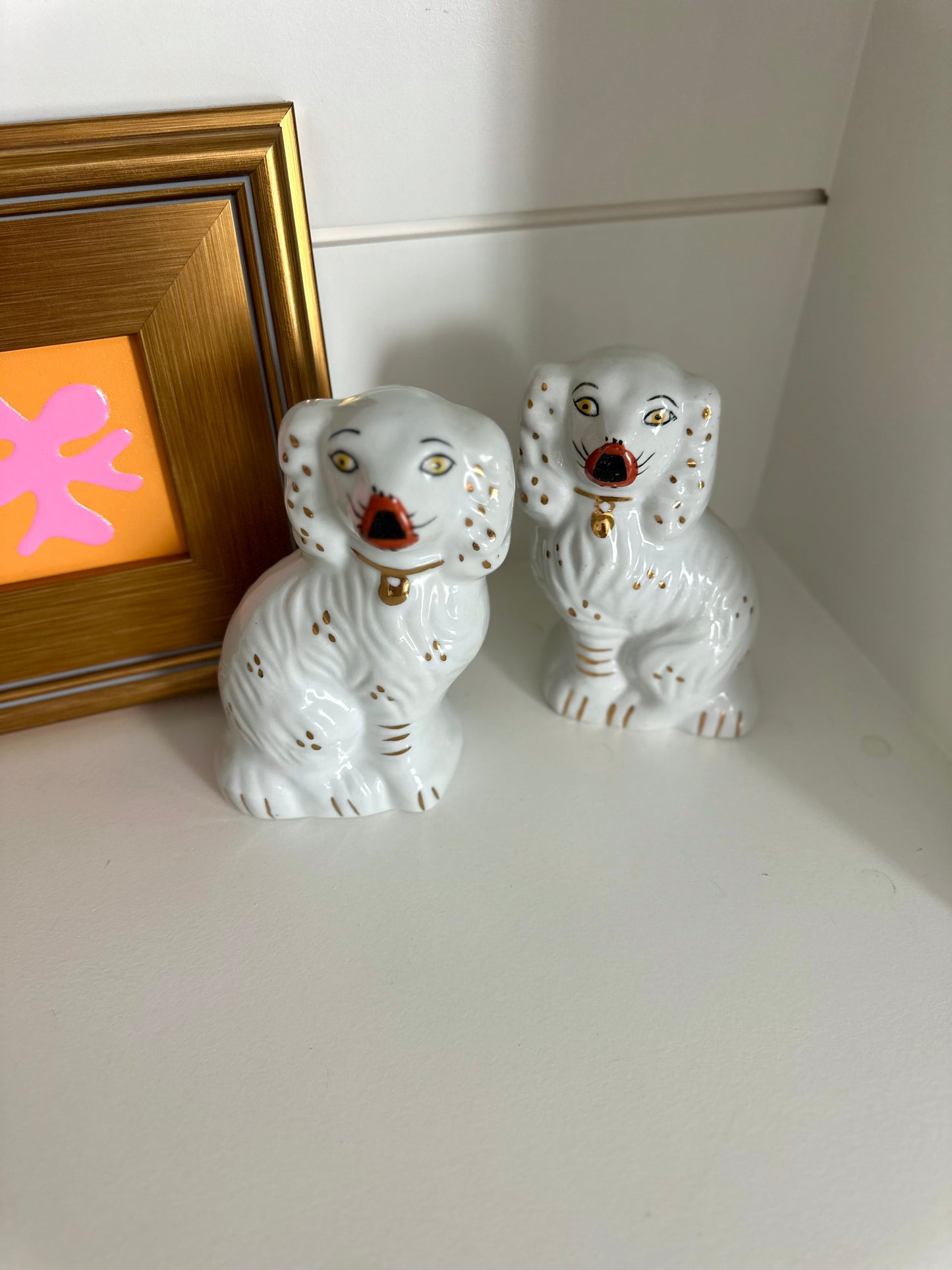 pair of reproduction Staffordshire mantel dogs