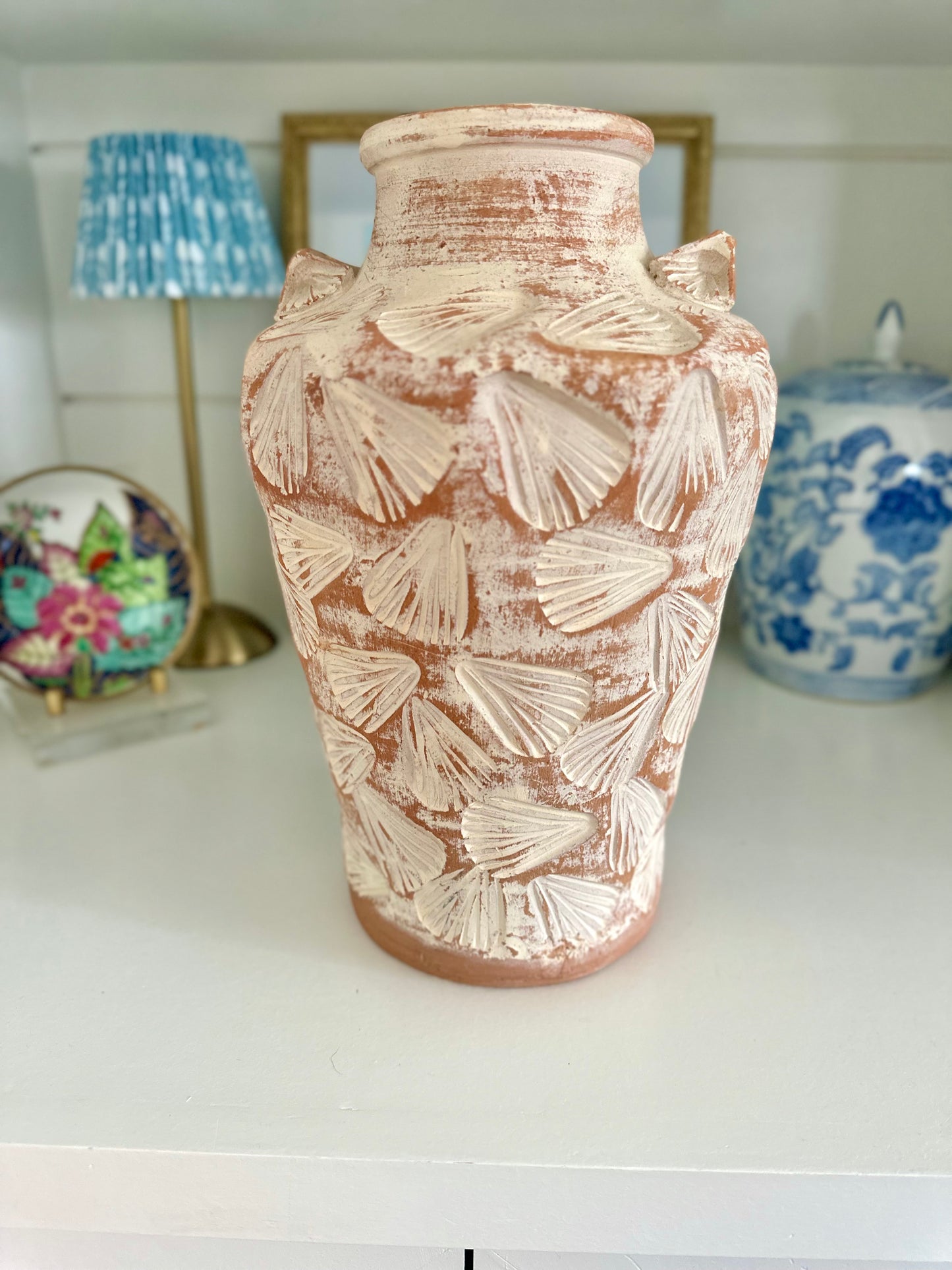 1980s terracotta shell vase