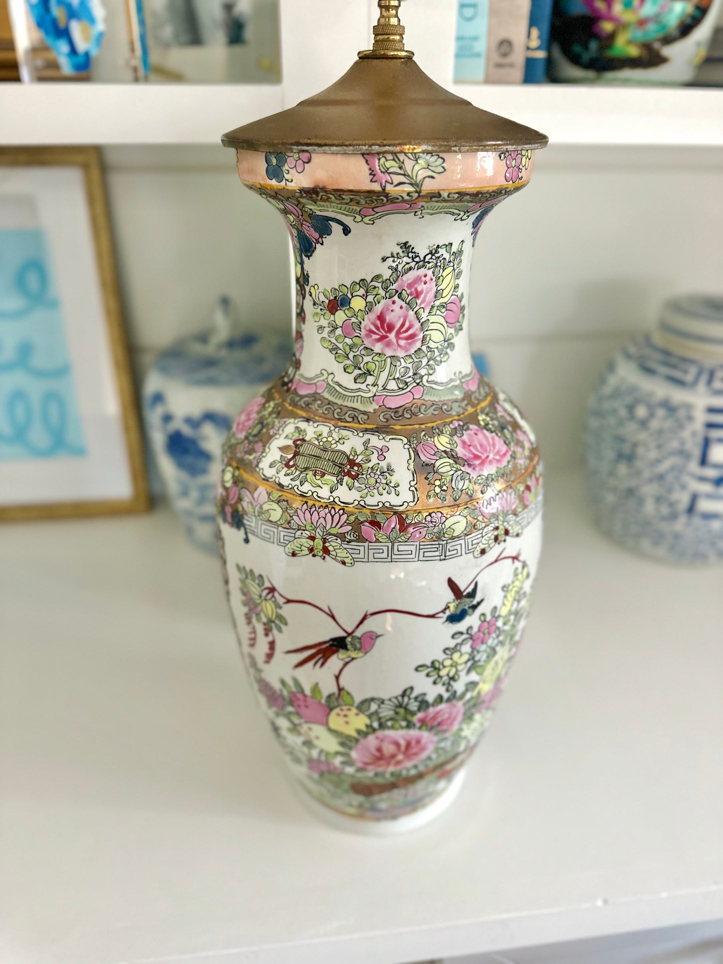 Rose Canton Vase w/ Lid