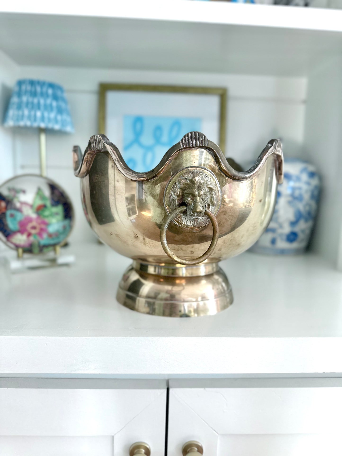 Brass Lion Handled Bowl