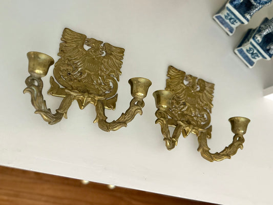 vintage brass American Federal eagle wall sconces