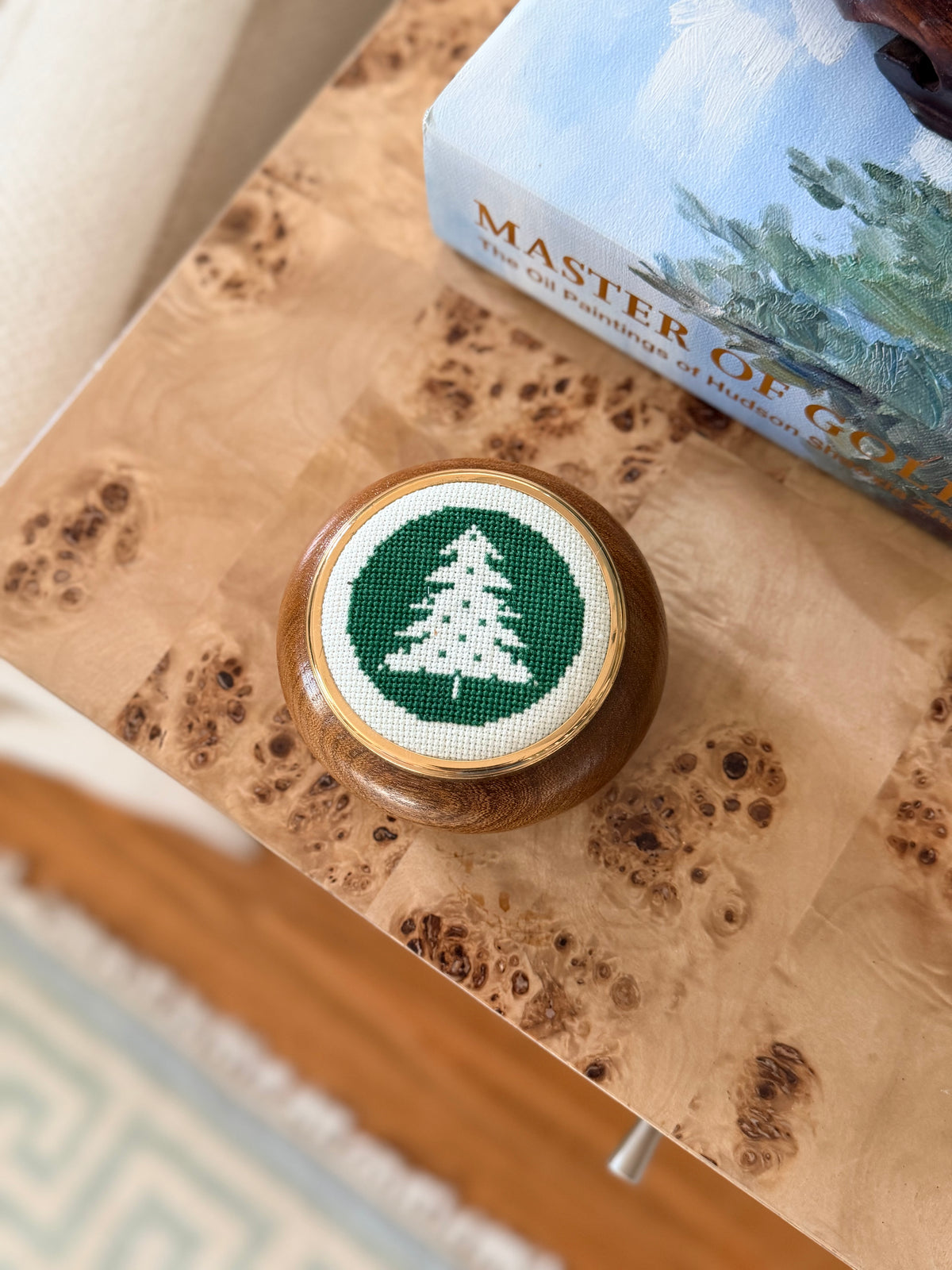 Christmas Cross stitch Wooden Trinket Box