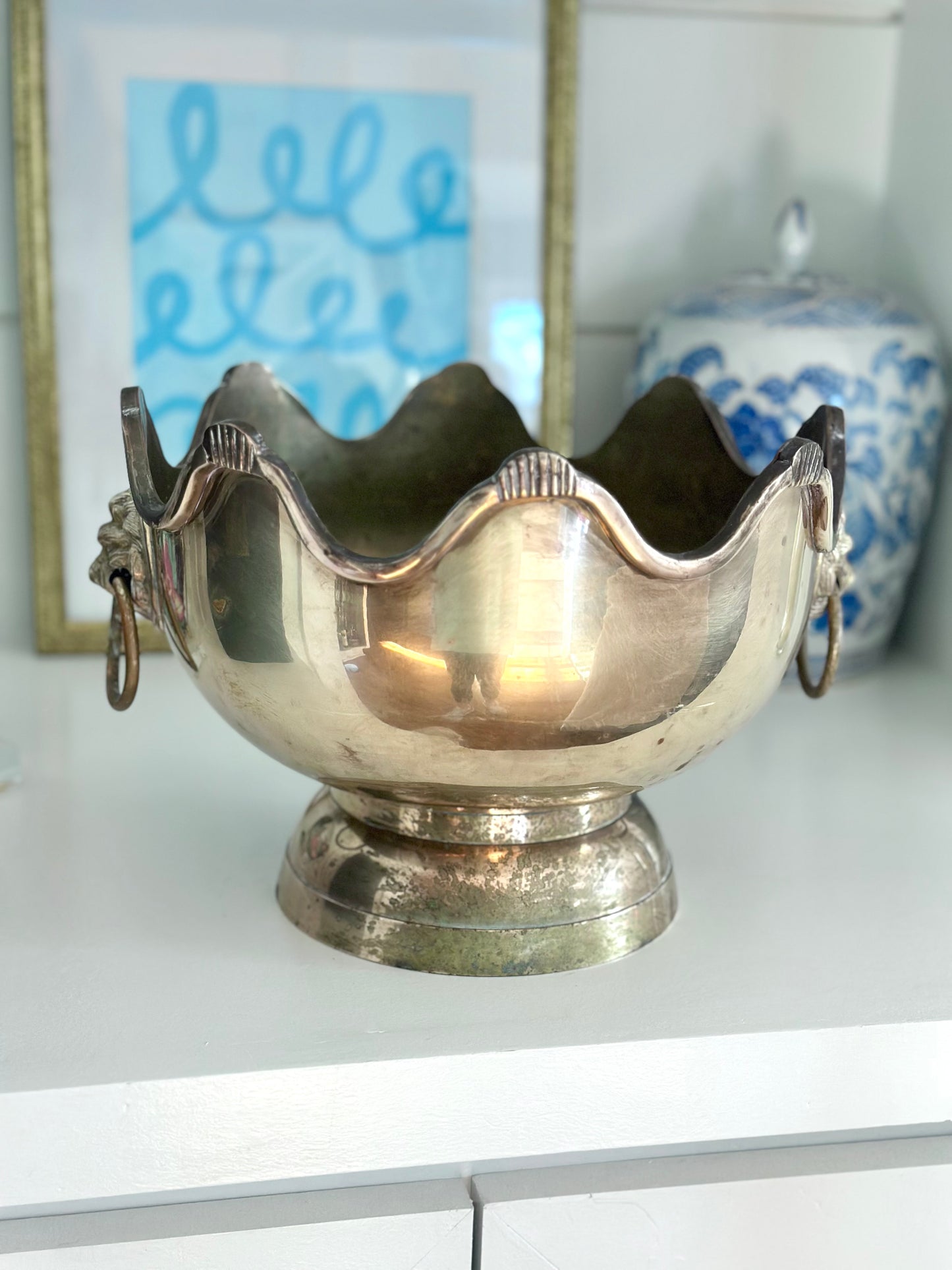 Brass Lion Handled Bowl