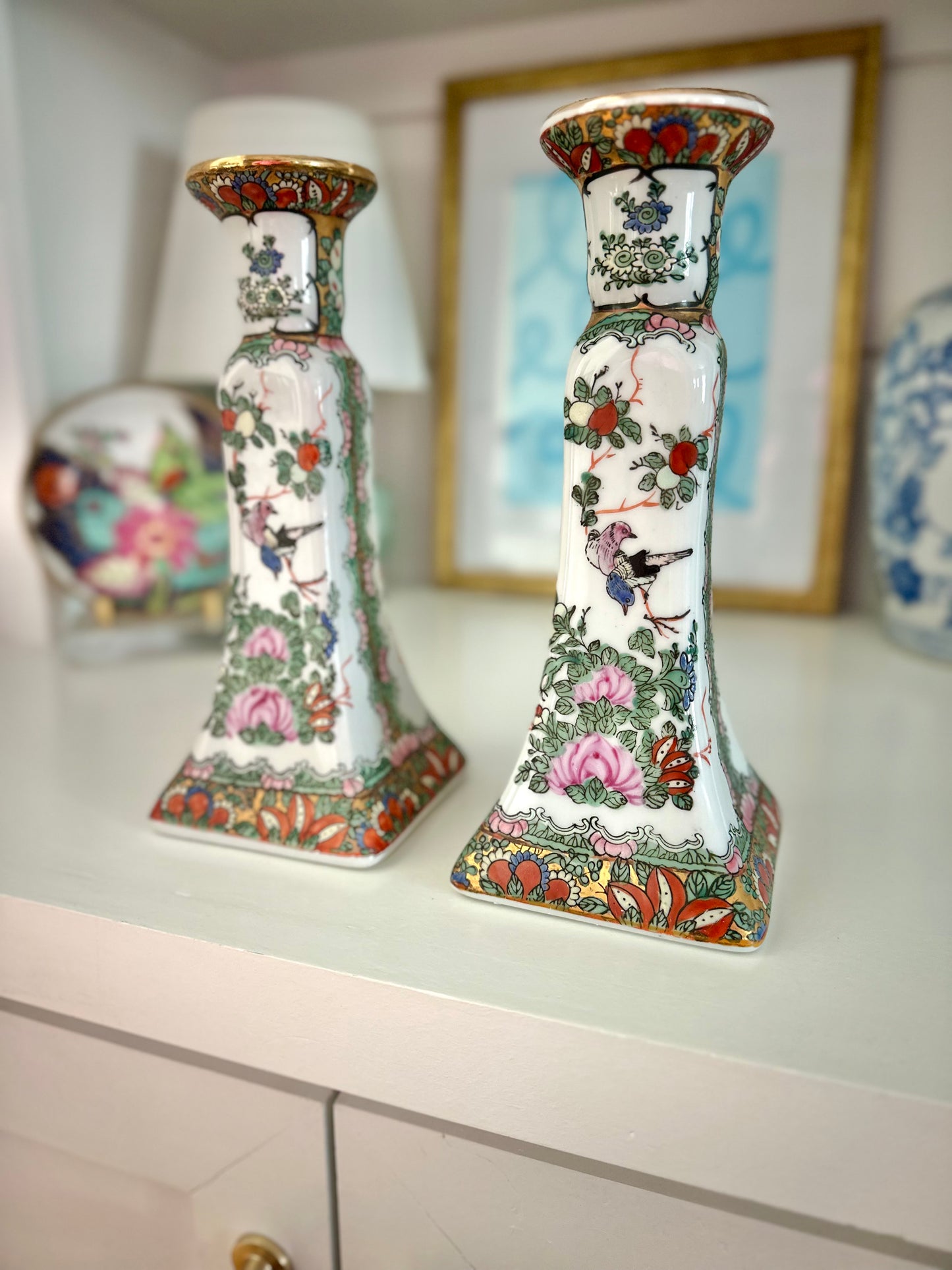 Andrea by Sadek Rose Canton Candlesticks