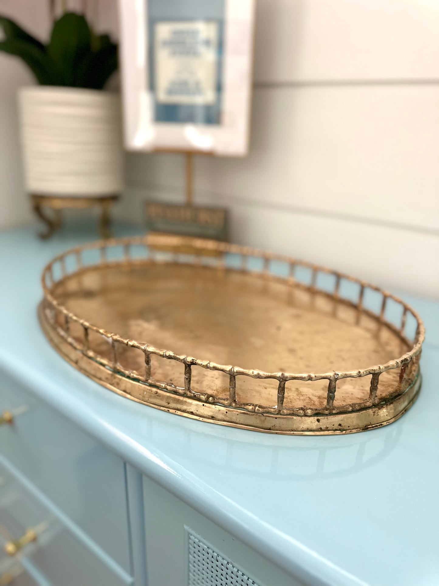 Brass Faux Bamboo Tray