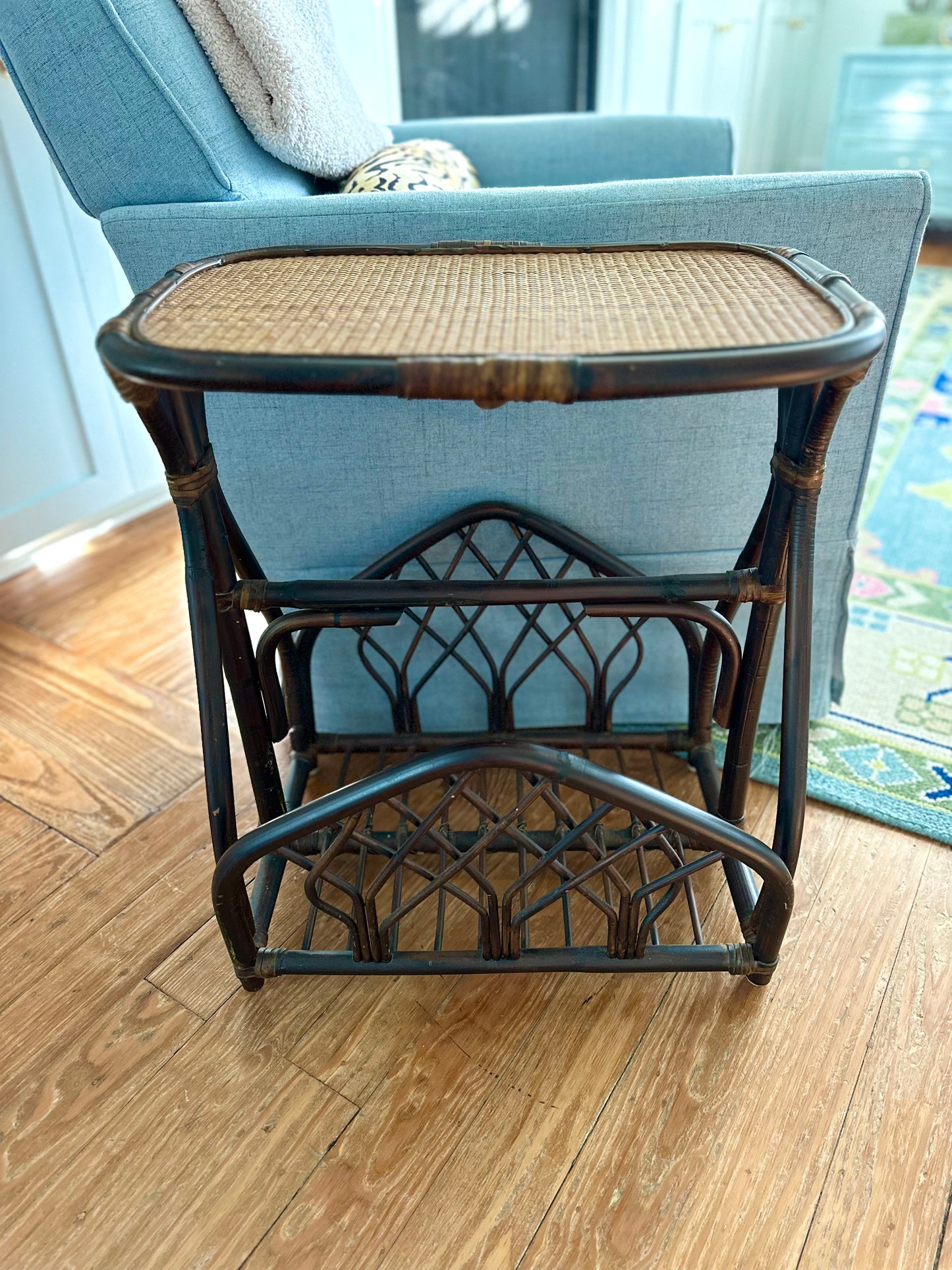 Bamboo & Rattan Magazine Rack Table