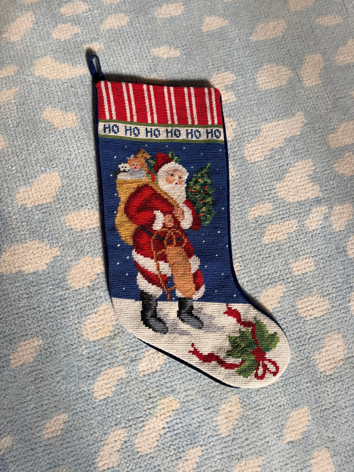 Santa’s Toy Sack Needlepoint Stocking