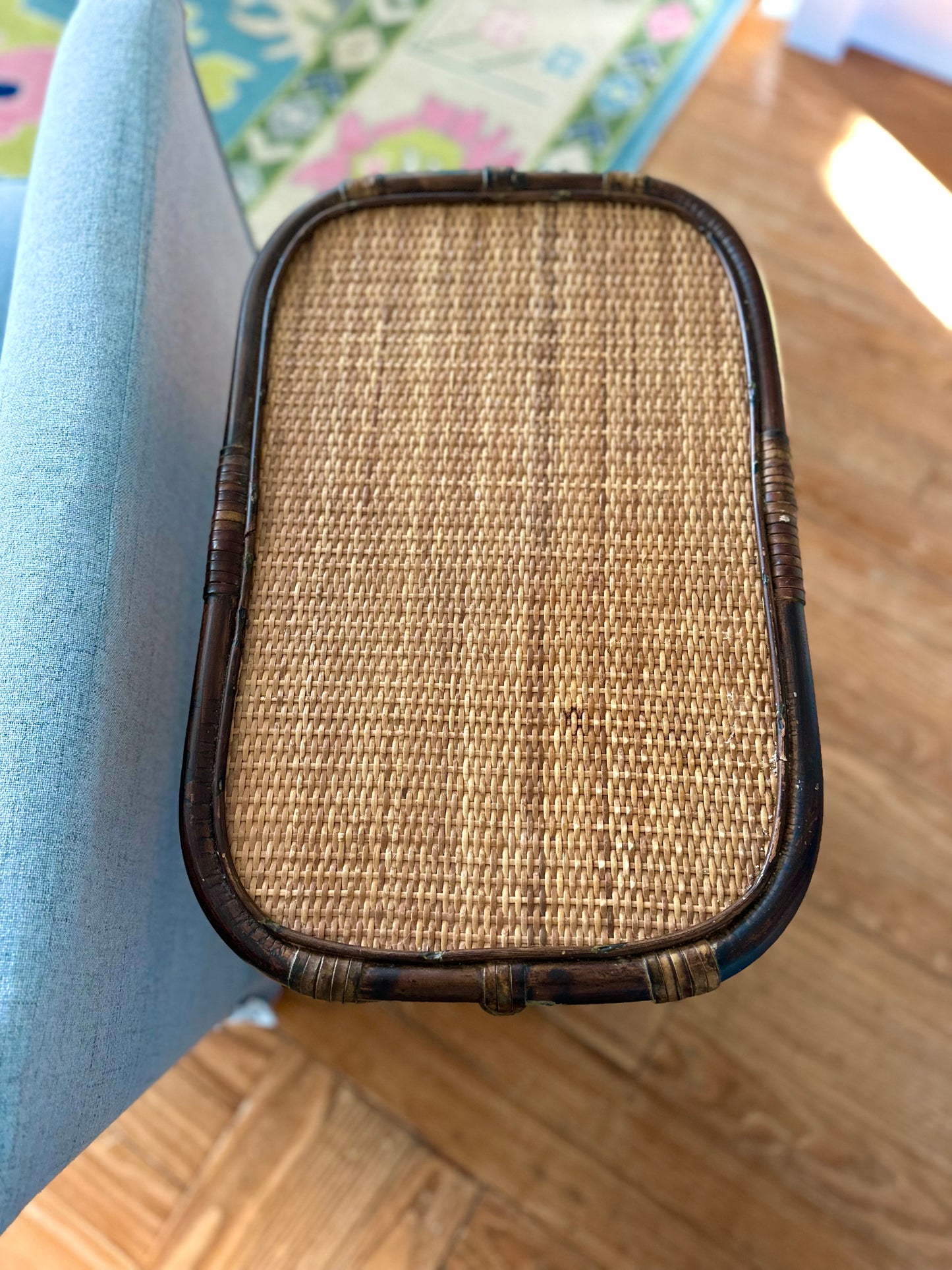 Bamboo & Rattan Magazine Rack Table