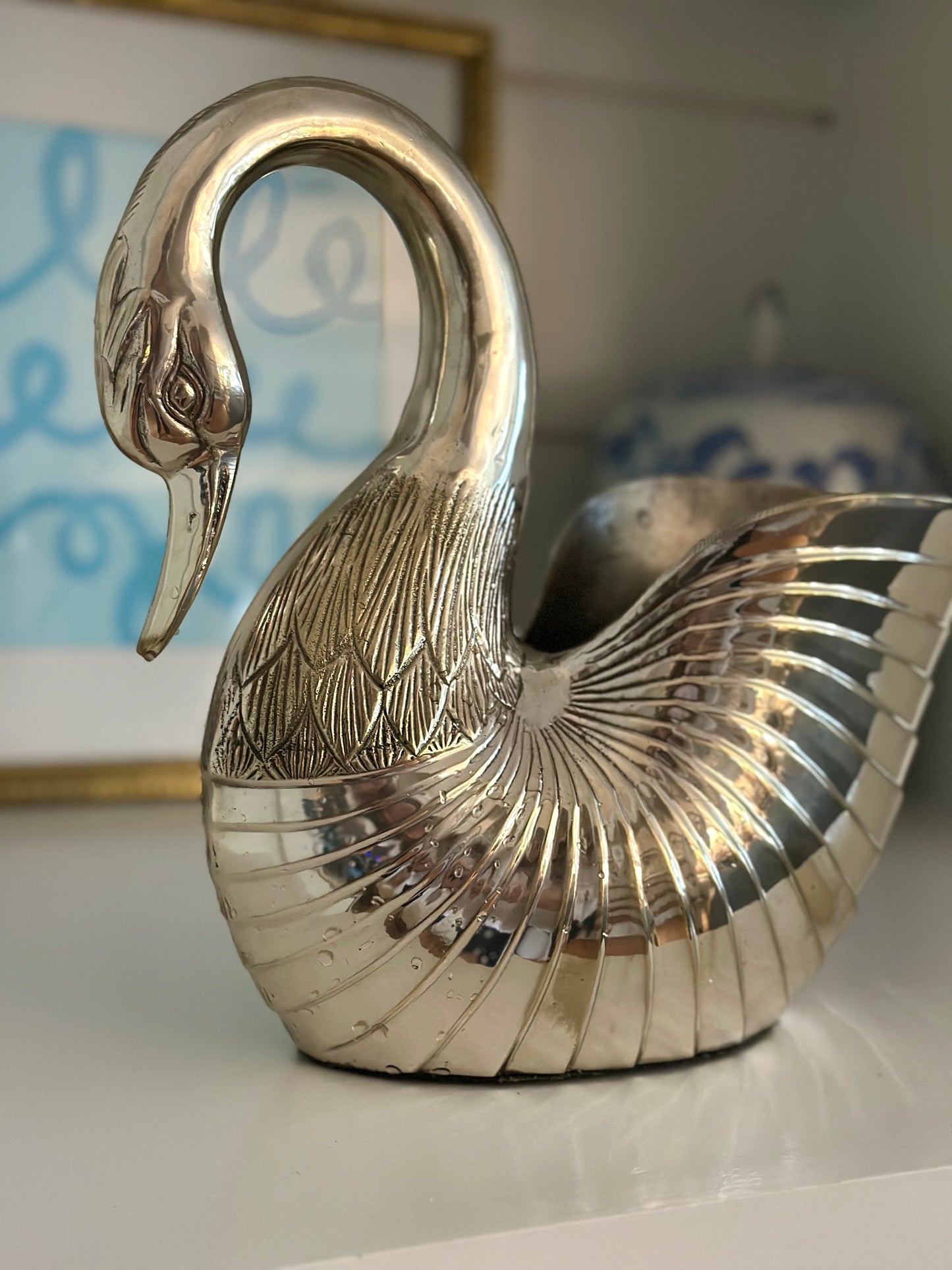 vintage silver swan