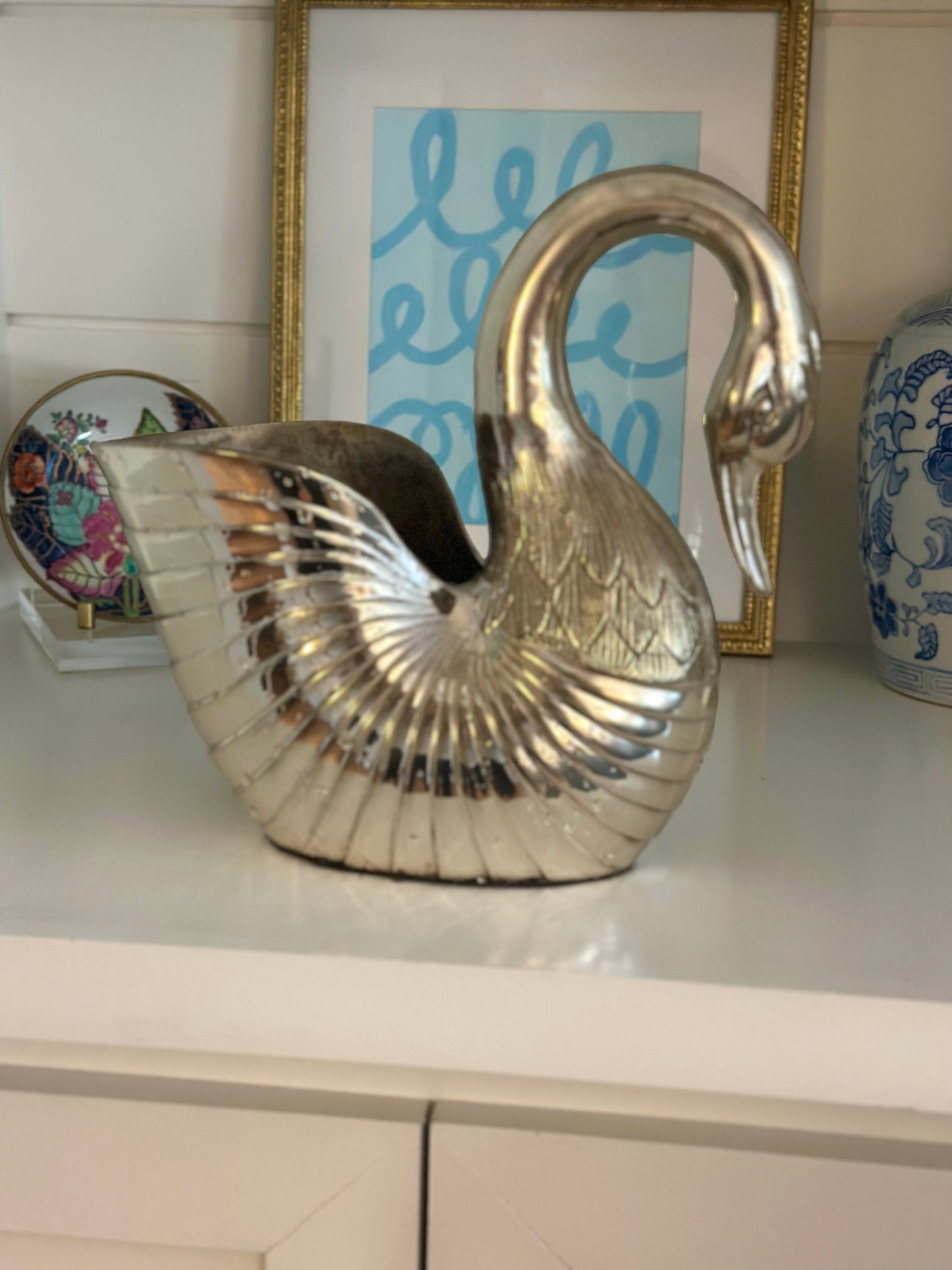 vintage silver swan