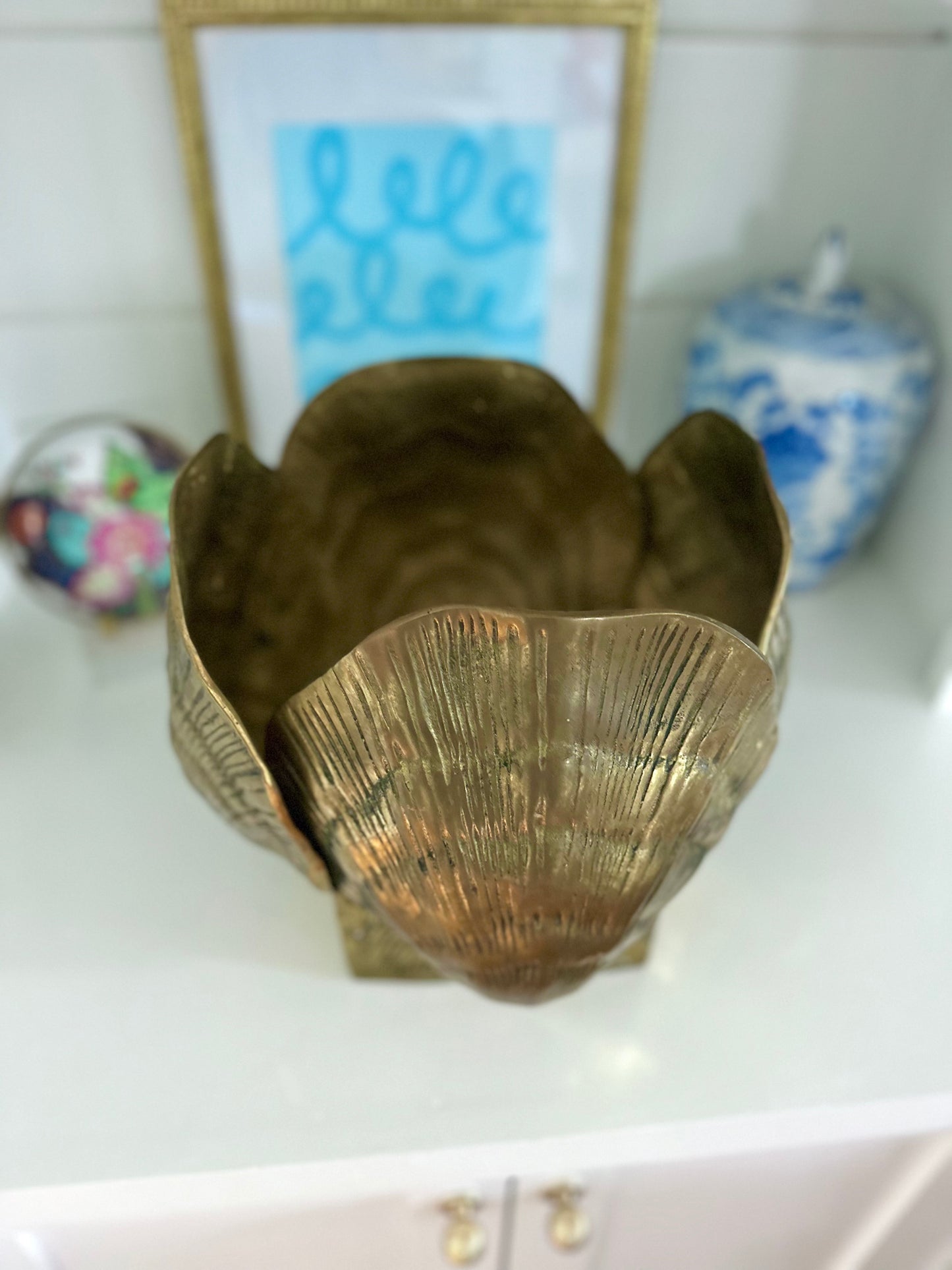 Large Vintage Brass Shell planter