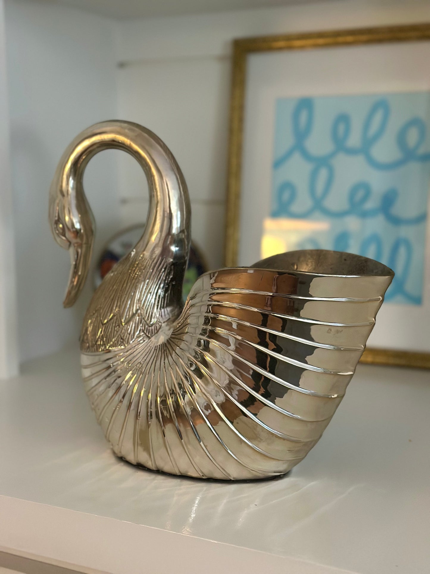 vintage silver swan