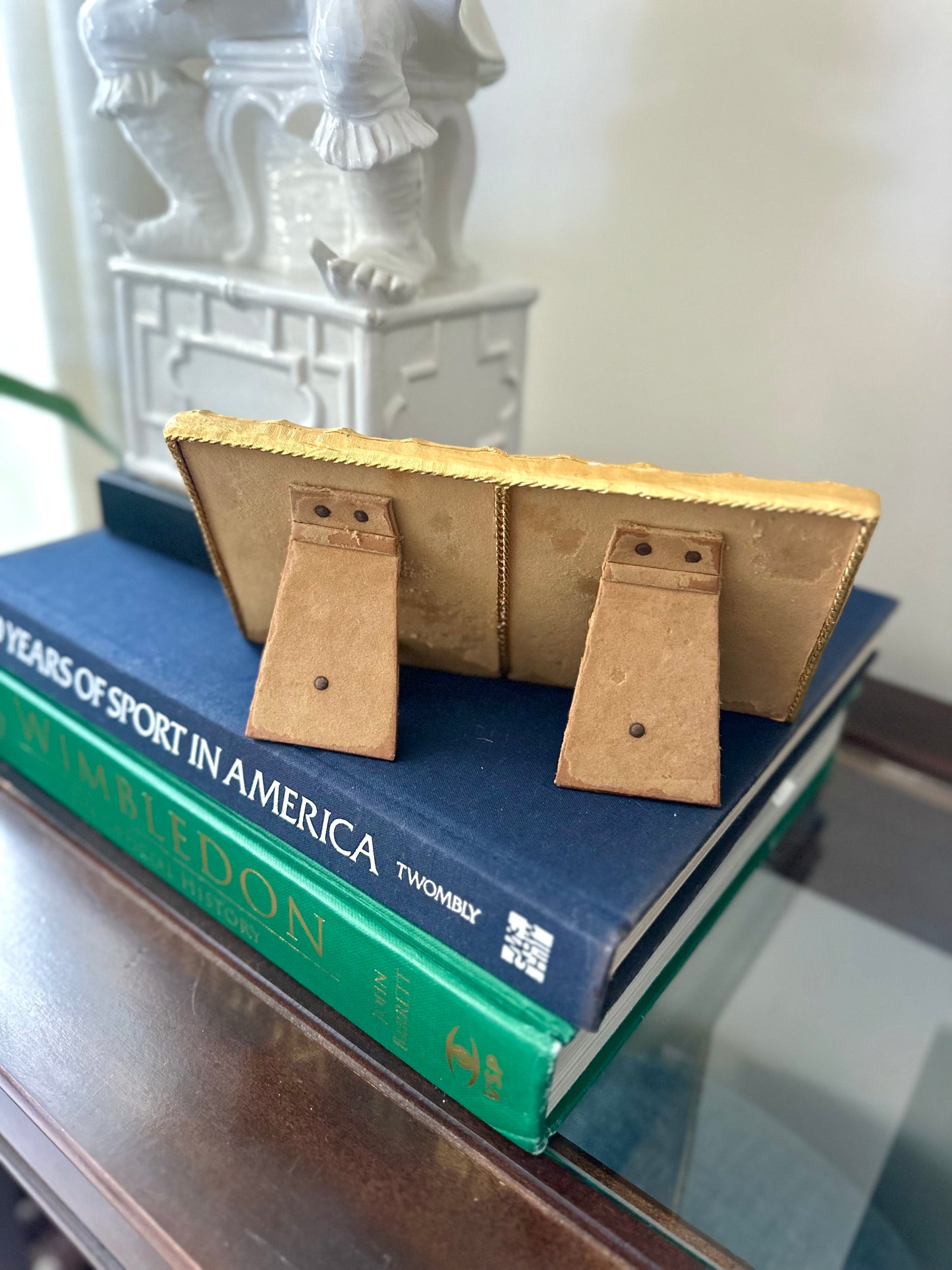 Faux bamboo double picture frame