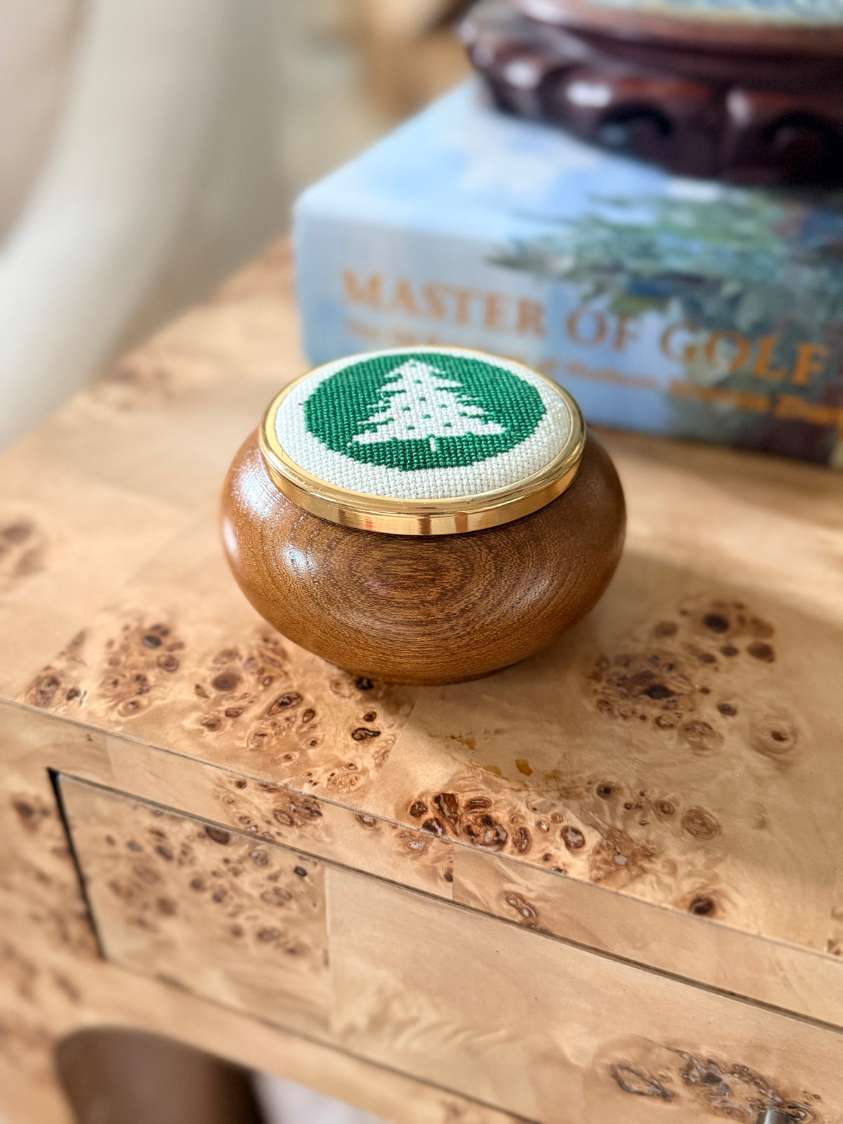 Christmas Cross stitch Wooden Trinket Box