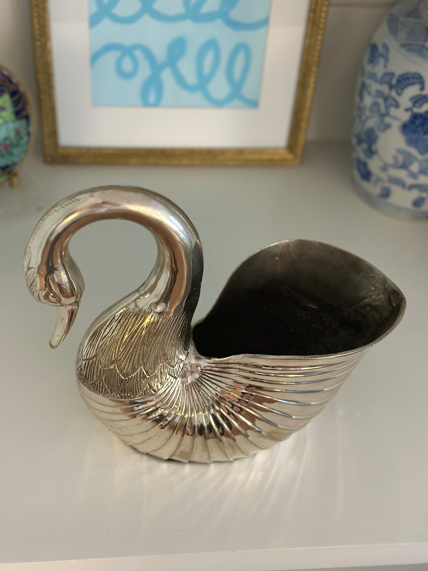 vintage silver swan