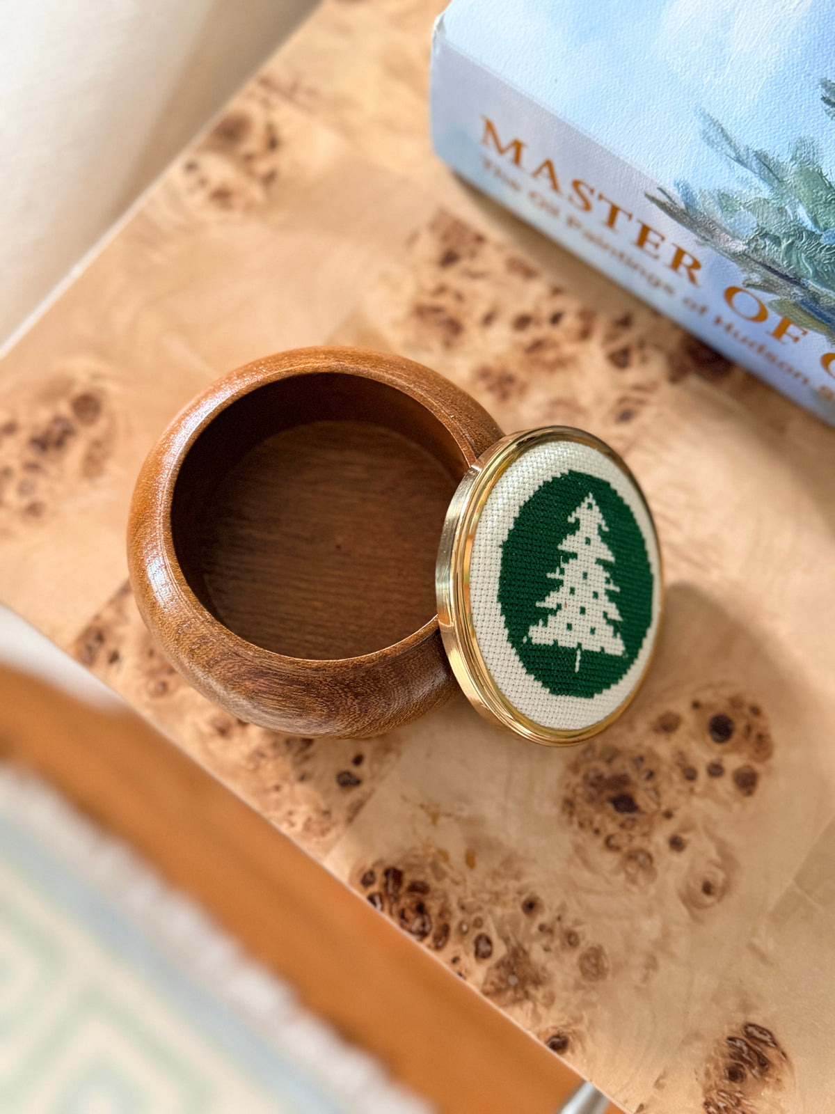 Christmas Cross stitch Wooden Trinket Box
