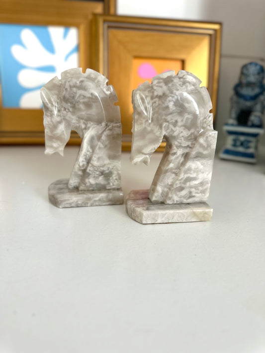 Vintage stone horse bookends