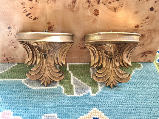Ornate Gold Shelf Pair