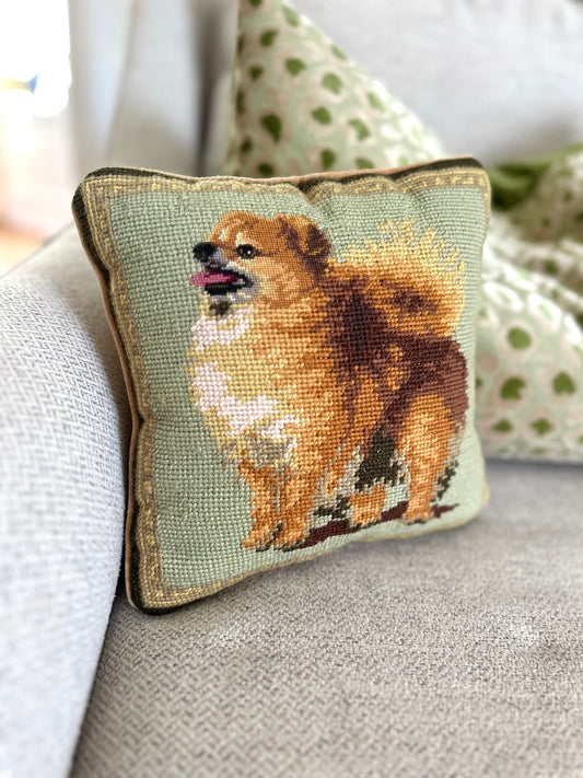 Pomeranian Needlepoint Pillow