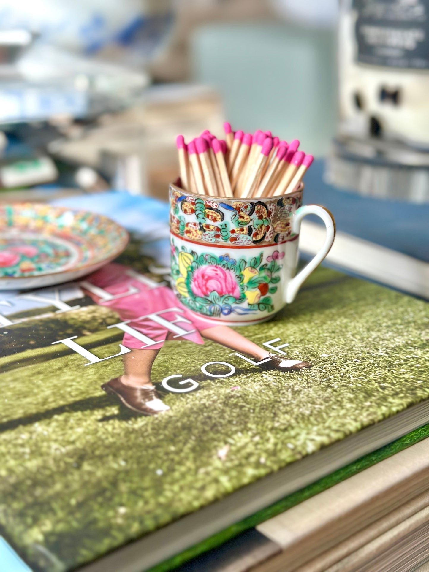Rose Canton Thousand Butterfly Teacup & Saucer