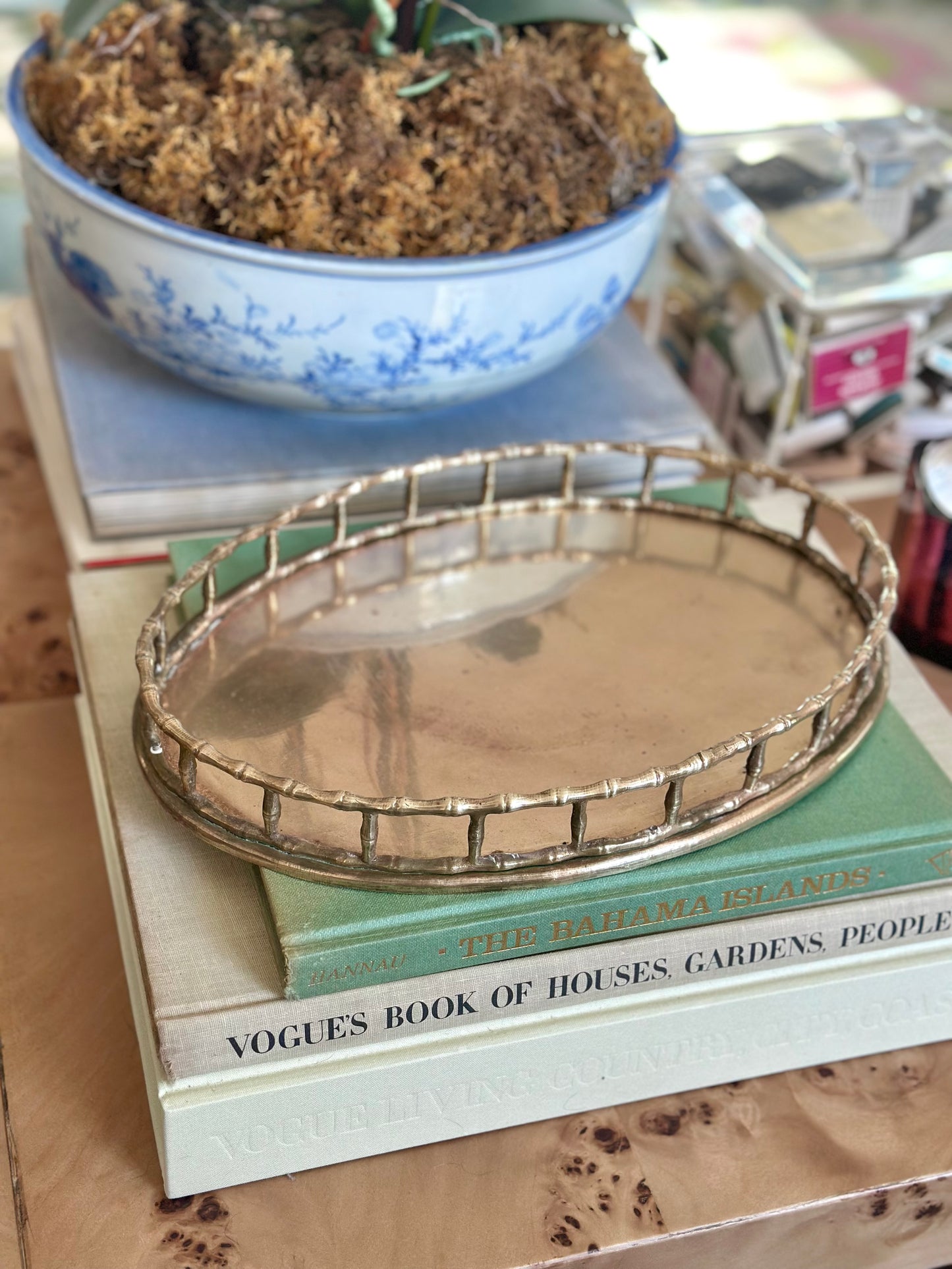 Faux Bamboo Brass Tray