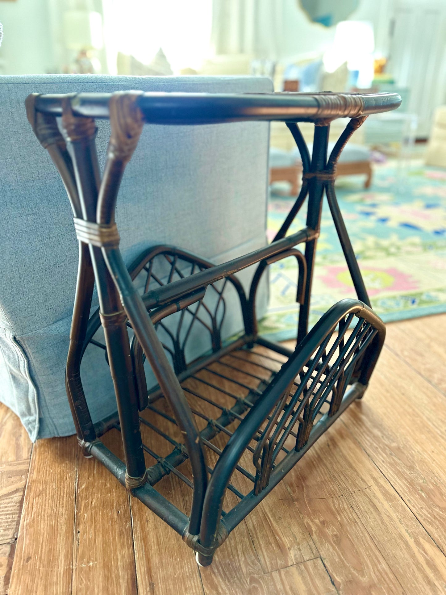 Bamboo & Rattan Magazine Rack Table