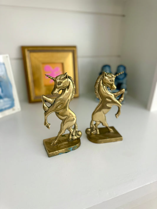 Brass Unicorn Bookends