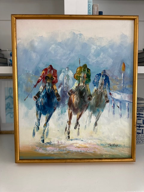 Original Racing Horses Oil on Canvas