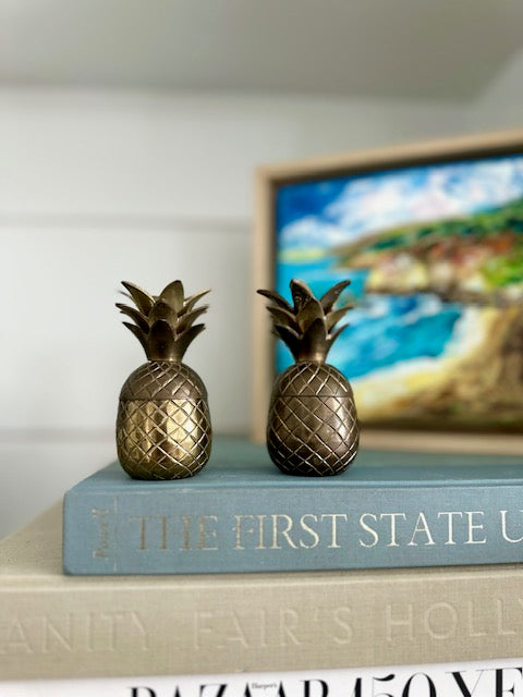Pair of Brass Pineapple Jars