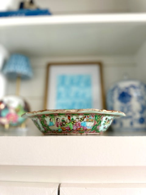 Antique Rose Medallion Celadon Tureen
